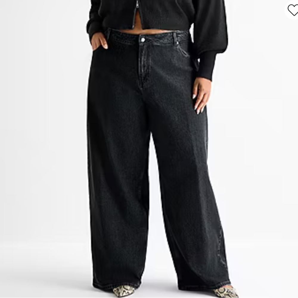 Ashley Graham Slouchy Wide Leg Black Jeans Sz 20W NWT